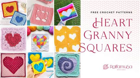 20 Free Crochet Heart Square Patterns • Raffamusadesigns