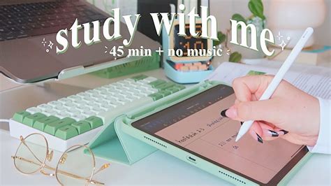 45min Study With Me 🌙 Real Time No Music Soft Background Asmr