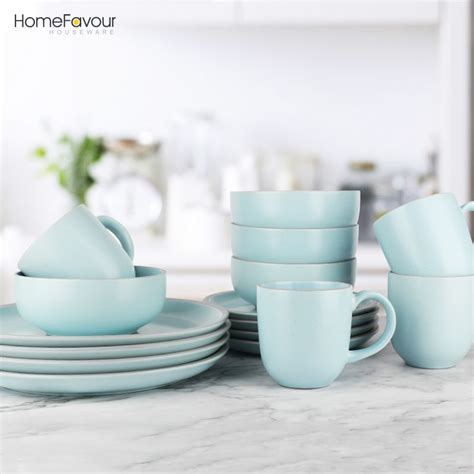 Matte Blue Stoneware Dinner Set - Homefavour