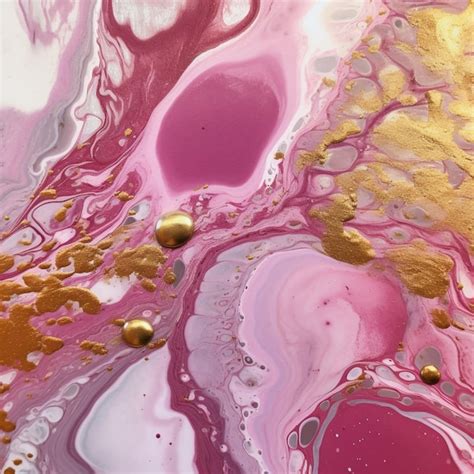 Premium Ai Image A Close Up Of A Pink And Gold Painting With Gold Dots Generative Ai