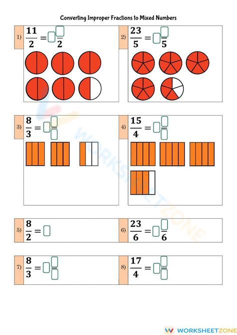 Converting Improper Fractions To Mixed Numbers Worksheet