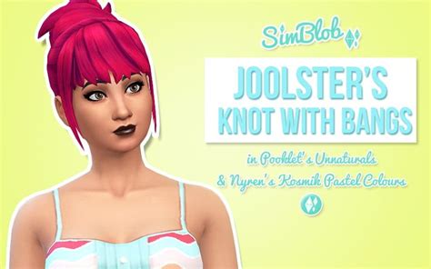 SimBlob Joolster S Knot With Bangs Hairstyle Retextured Sims 4 Hairs