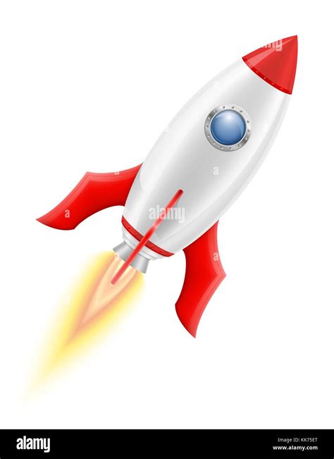 Space Rocket Retro Spaceship Vector Illustration Isolated On White