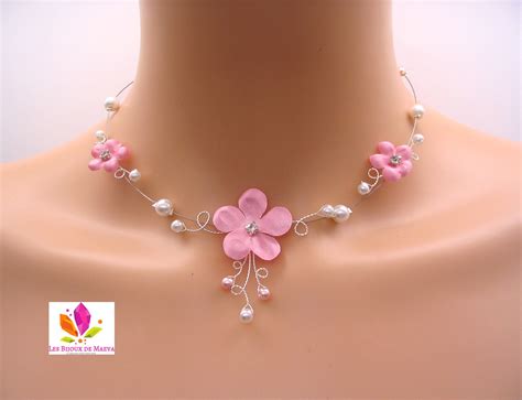 Collier Mariage Rose Fleurs Idylle