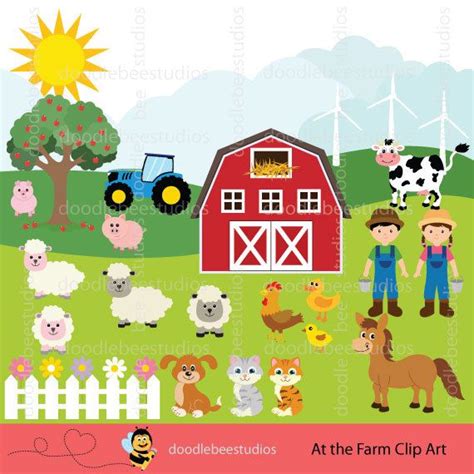 Farm Animals Clipart. Farm Clip Art Set, Barnyard Animals Clipart, Farmhouse Clip Art, Animals ...