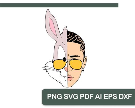 Bad Bunny Face Rapper Scrapbooking Vector Png Pdf Ai Eps Dxf Etsy