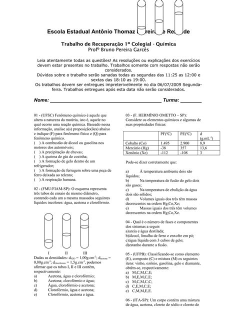 Apostila Trabalho De Recupera O 1 Ano PDF