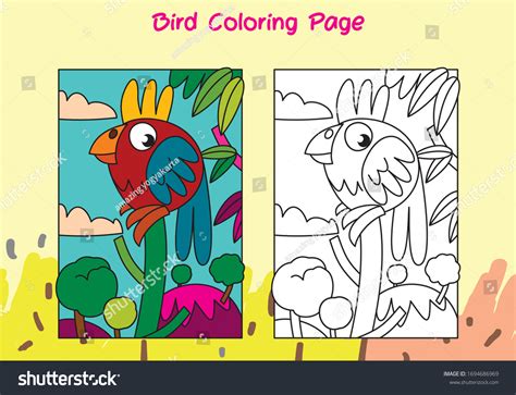 Bird Coloring Page Kids Sample Full Stock Vector (Royalty Free ...