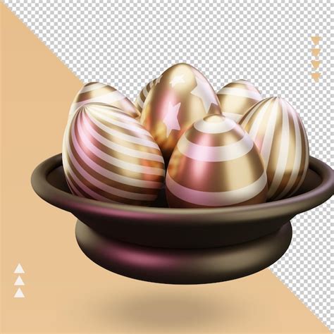 3d Panier Oeuf Pâques Icône Rendu Gauche Vue PSD Premium