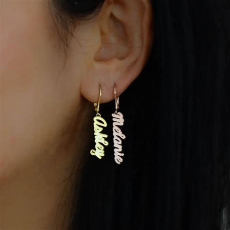 ACEBFEETP Personalized Custom Name Earrings For Women Customized