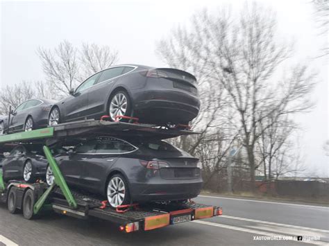 European Tesla Model 3s spotted being transported in Denmark