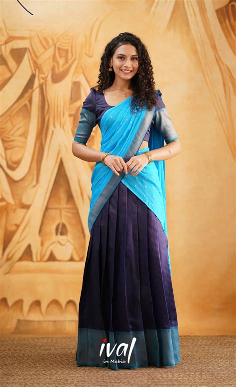 Navy Blue Silk Half Saree Langa Voni Keep Me Stylish