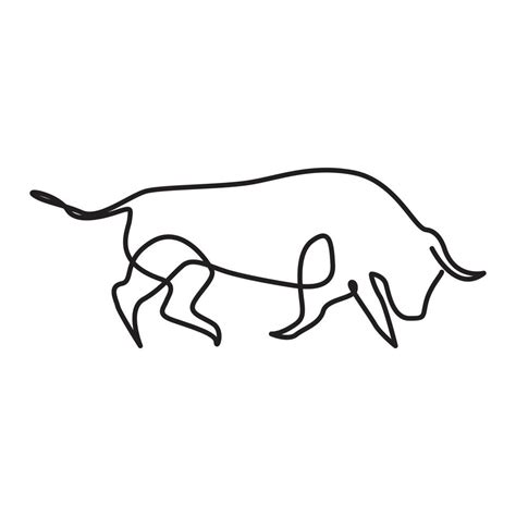 Continuous Lines Buffalo Or Bison Logo Symbol Vector Icon Illustration