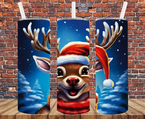 Happy Reindeer Tumbler Wrap Sublimation Transfers Crafty Bucks