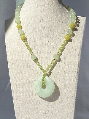 Zoe B 14k Gold Jade Donut Pendant Peridot Prehnite Gemstone Bead