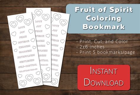 Fruit Of The Spirit Coloring Bookmarks Sunday School Bible Class