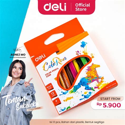 Jual Deli Pensil Warna 12 Warna Bebas Kayu Warna Terang Pegangan