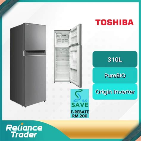 TOSHIBA 310L 2 DOORS INVERTER REFRIGERATOR GR RT320WE PMY SS UK