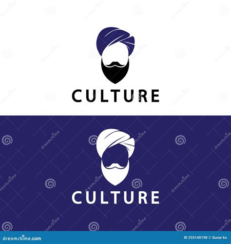 Turban Mustache India Indian Logo Design Vector Illustration Stock