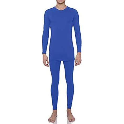 Rocky Mens Thermal Underwear Set Insulated Top And Bottom Base Layer For Cold Weather Blue Small