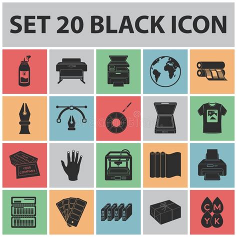 Typographical Products Black Icons In Set Collection For Design