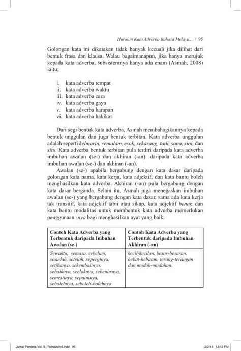 PDF Huraian Kata Adverba Bahasa Melayu Berdasarkan Data Korpus