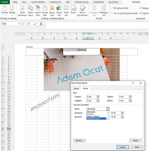 Excel filigran ekleme nasıl yapılır Sistem ve Ağ Uzmanlığı Adem OCUT