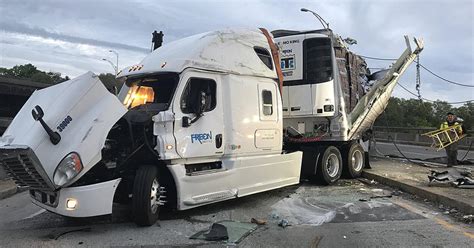 Tractor Trailer Rolls Over On Mass Pike Ramp To I 95 Cbs Boston