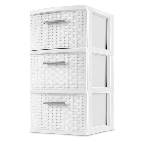 Sterilite Drawer Wide Weave Tower White Stealherhealth