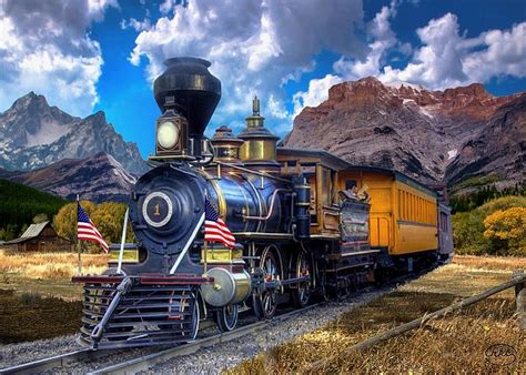rocky mountain train painting  ron chambers pixels