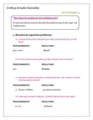 Dos Tipos De Problemas De Multiplicacion PDF Descarga Gratuita