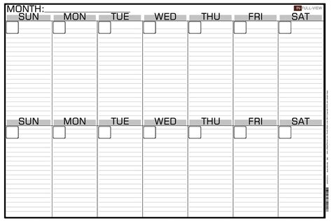 How to blank template for two week calendar