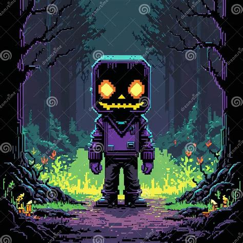 Pixel Art Character in Forest Stock Illustration - Illustration of dark, adventure: 320537752