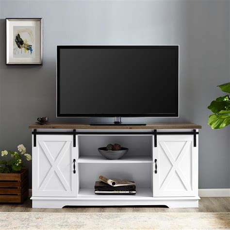 white rustic tv stand