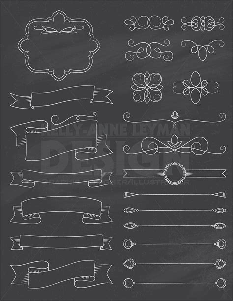 Chalkboard Digital Frames Ribbon Clipart Diy Invitation Banner