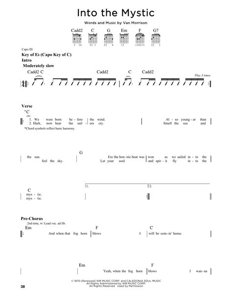 Into The Mystic By Van Morrison Sheet Music For Guitar Cheat Sheet At