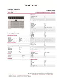 Frigidaire Ffre Wa Spec Sheet