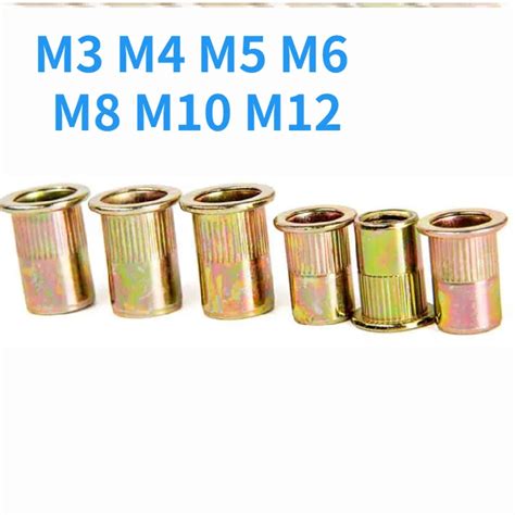 50x Flat Head Metric Steel M3 M12 Blind Insert Rivet Nut Rivnut For