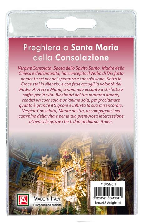 Medaglia Santa Maria Della Consolazione Con Laccio E Preghiera In