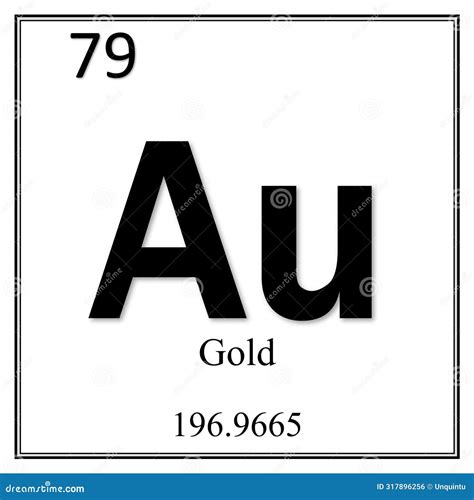 Gold Chemical Element Symbol On White Background Stock Illustration