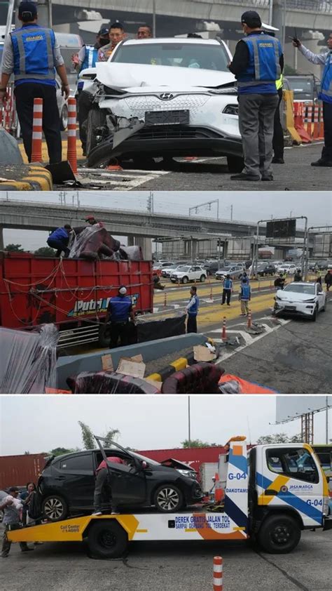 Kendaraan Kecelakaan Beruntun Di Pintu Gt Halim Utama Arah Tol Dalam