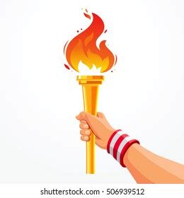 Golden Torch Fire Hand Illustration On Stock Illustration