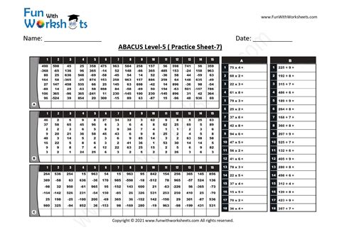 Abacus Worksheets With Answers