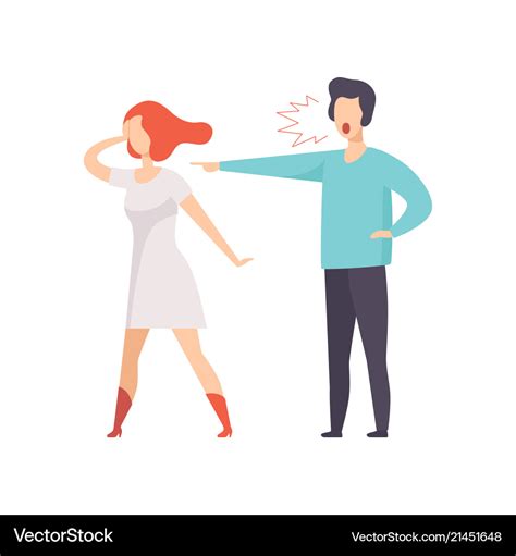 Angry Man Screaming At Young Woman Couple Vector Image