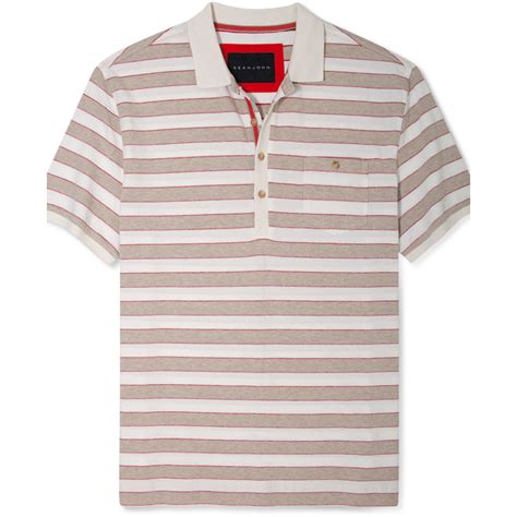 Lyst Sean John Sean Shirt Resort Stripe Polo Shirt In Brown For Men