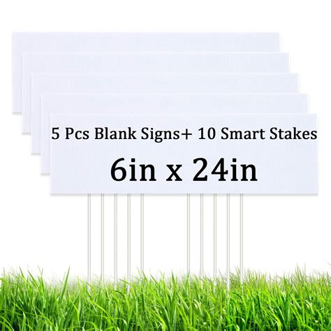 7 Pcs Blank Yard Signs 6" x24" - Lawn Sign with Stake - Water Resistant ...