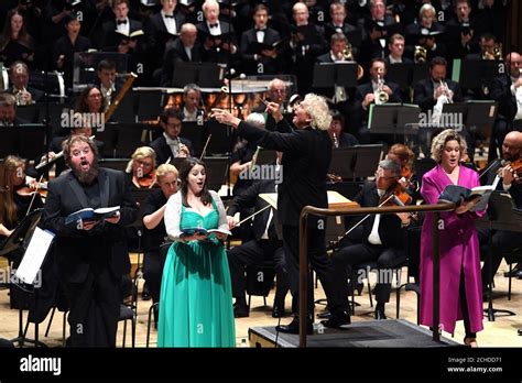 Sir Simon Rattle conducts the London Symphony Orchestra at the Barbican ...