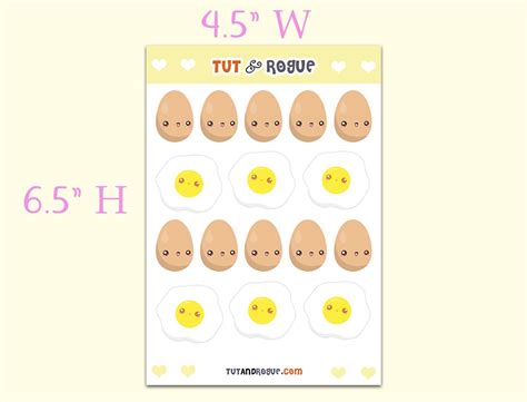 Egg Sticker Sheet Egg Stickers Kawaii Egg Stickers Cute Egg Etsy