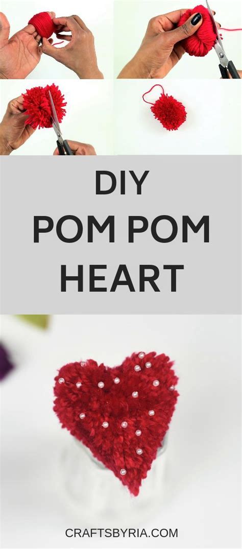 How To Make A Beautiful Pom Pom Heart With Yarn And Beads Crafts By