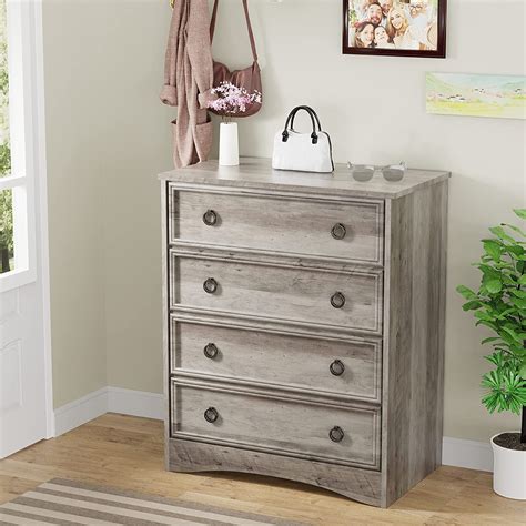 Gray Modern Dresser, 4 Drawer Dressers for Bedroom, Chest of Drawers ...